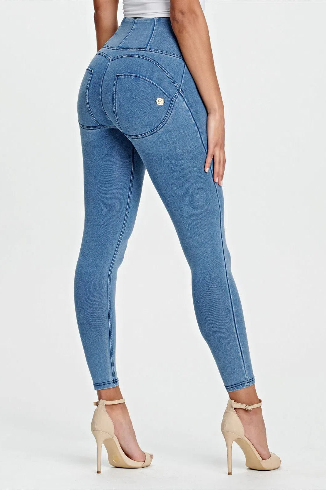 WR.UP® Denim - High Waisted - 7/8 Length - Light Blue + Blue Stitching 2