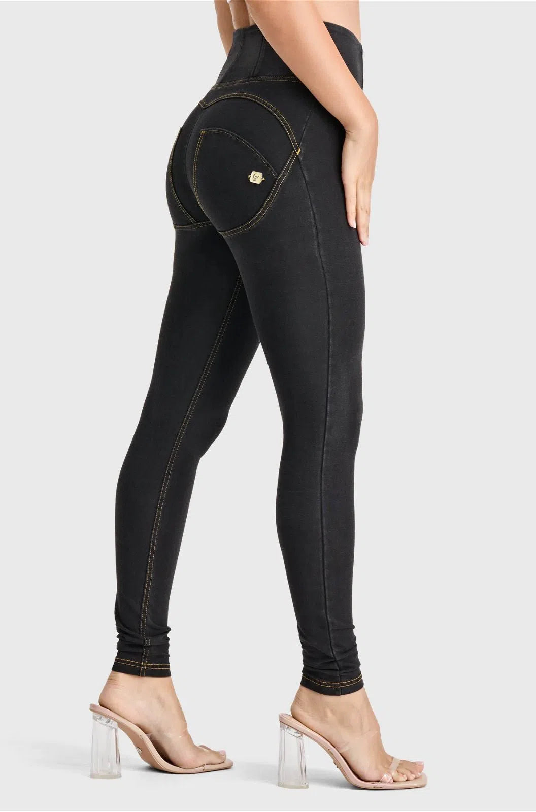 WR.UP® Denim - High Waisted - Full Length - Black + Yellow Stitching