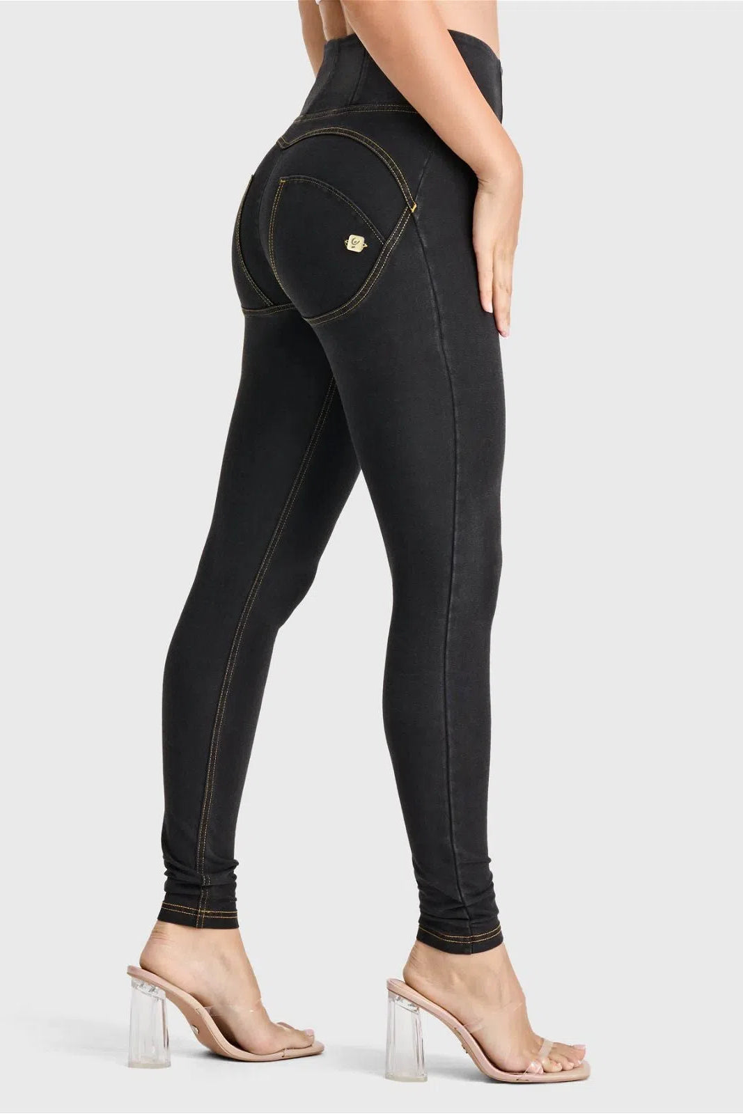 WR.UP® Denim - High Waisted - Full Length - Black + Yellow Stitching 1