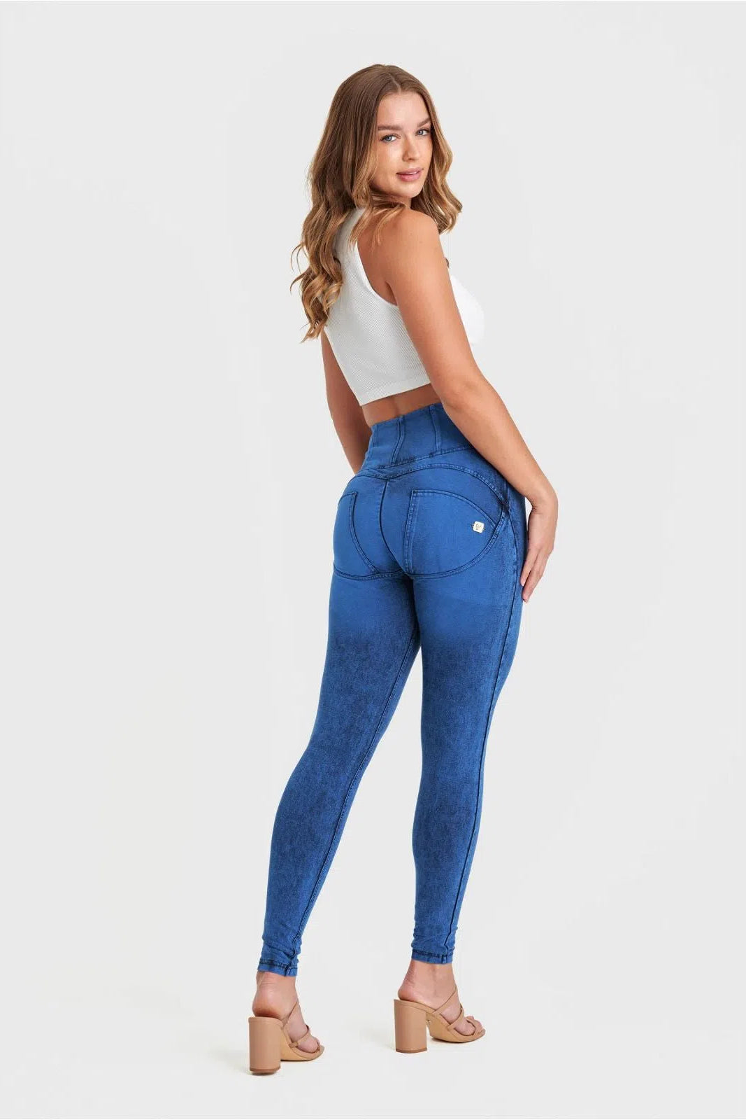 WR.UP® Denim - High Waisted - Full Length - Cobalt Blue + Blue Stitching 2