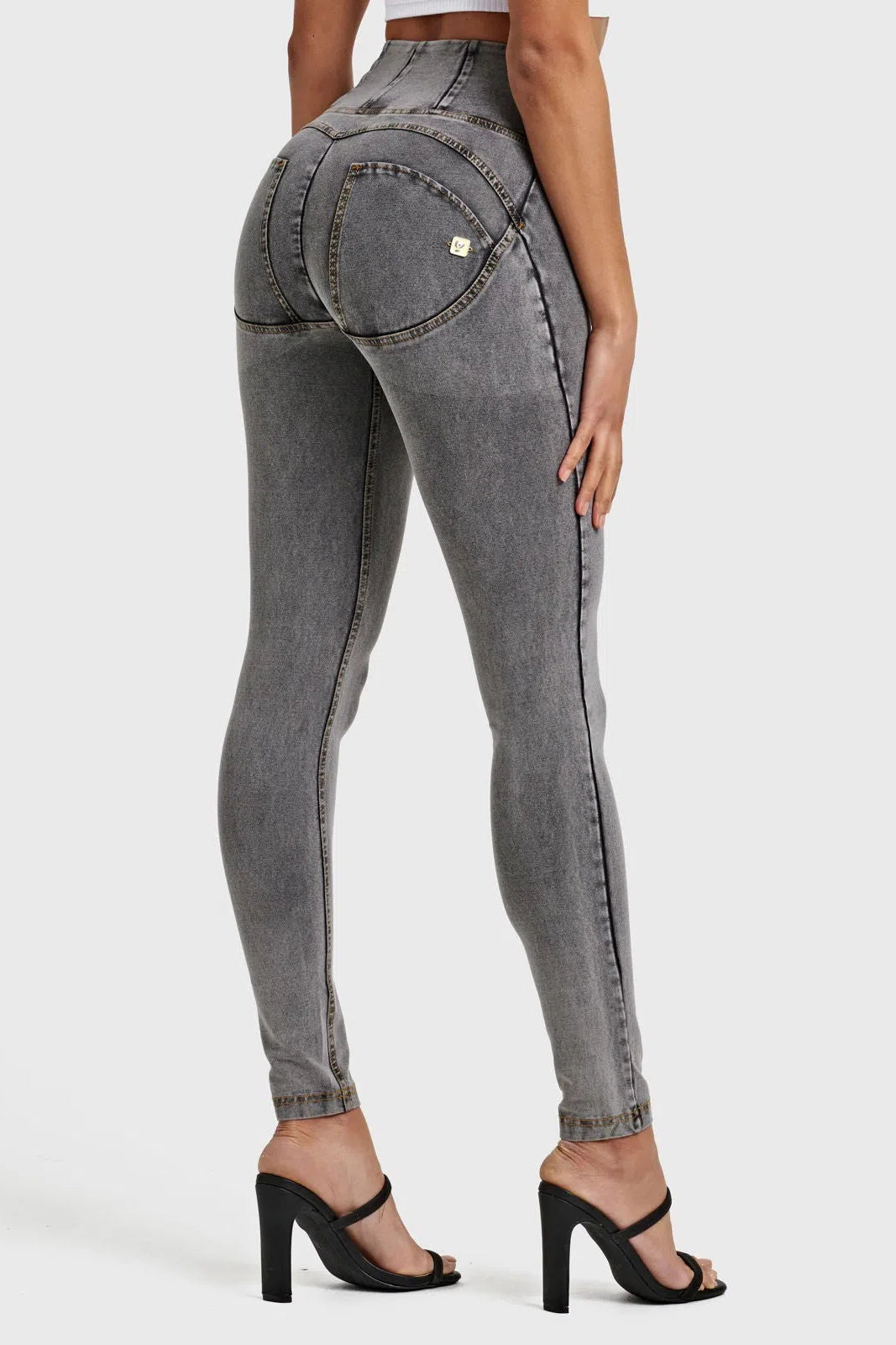 WR.UP® Denim - High Waisted - Full Length - Grey + Yellow Stitching 2