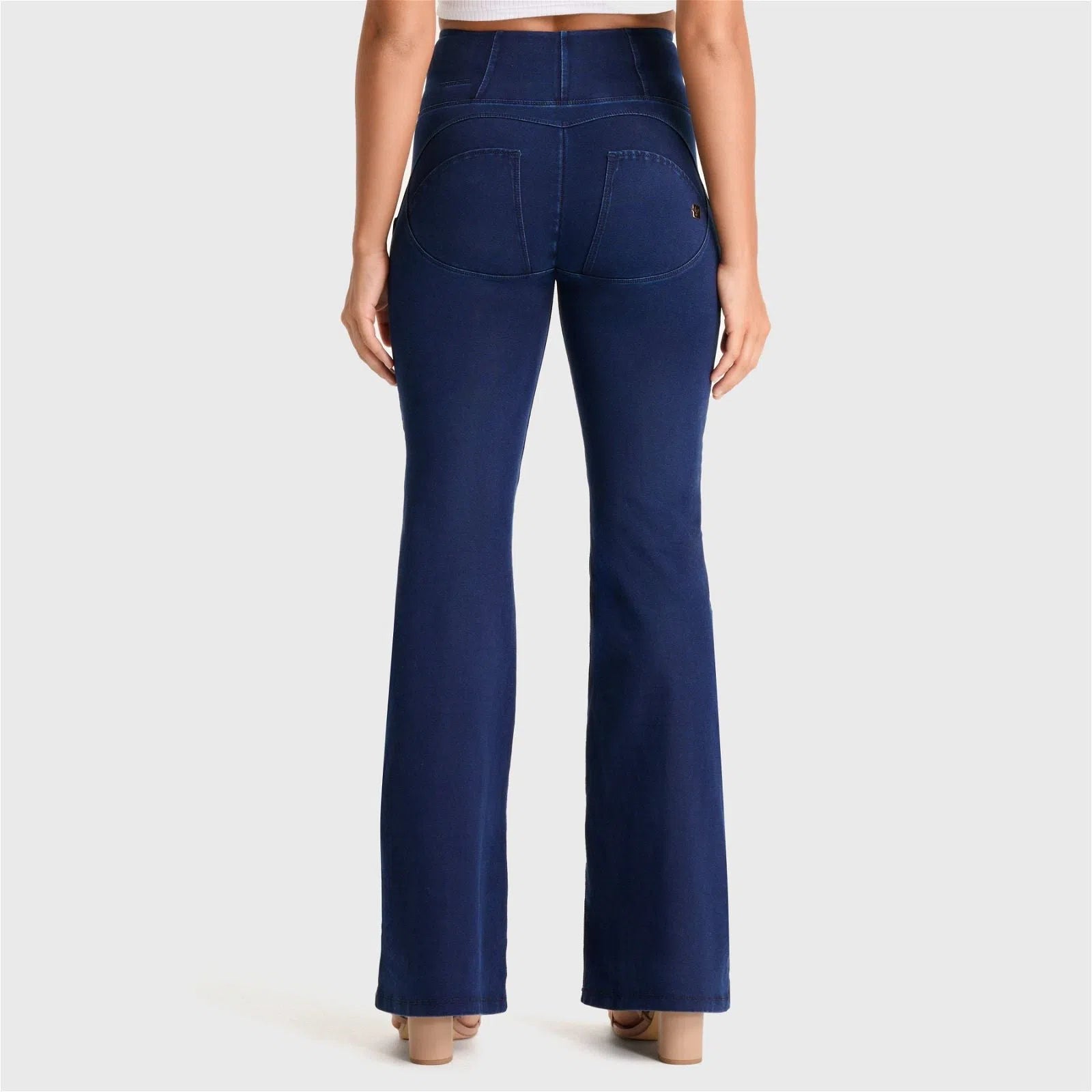 WR.UP® Denim - High Waisted - Super Flare - Dark Blue + Blue Stitching 3