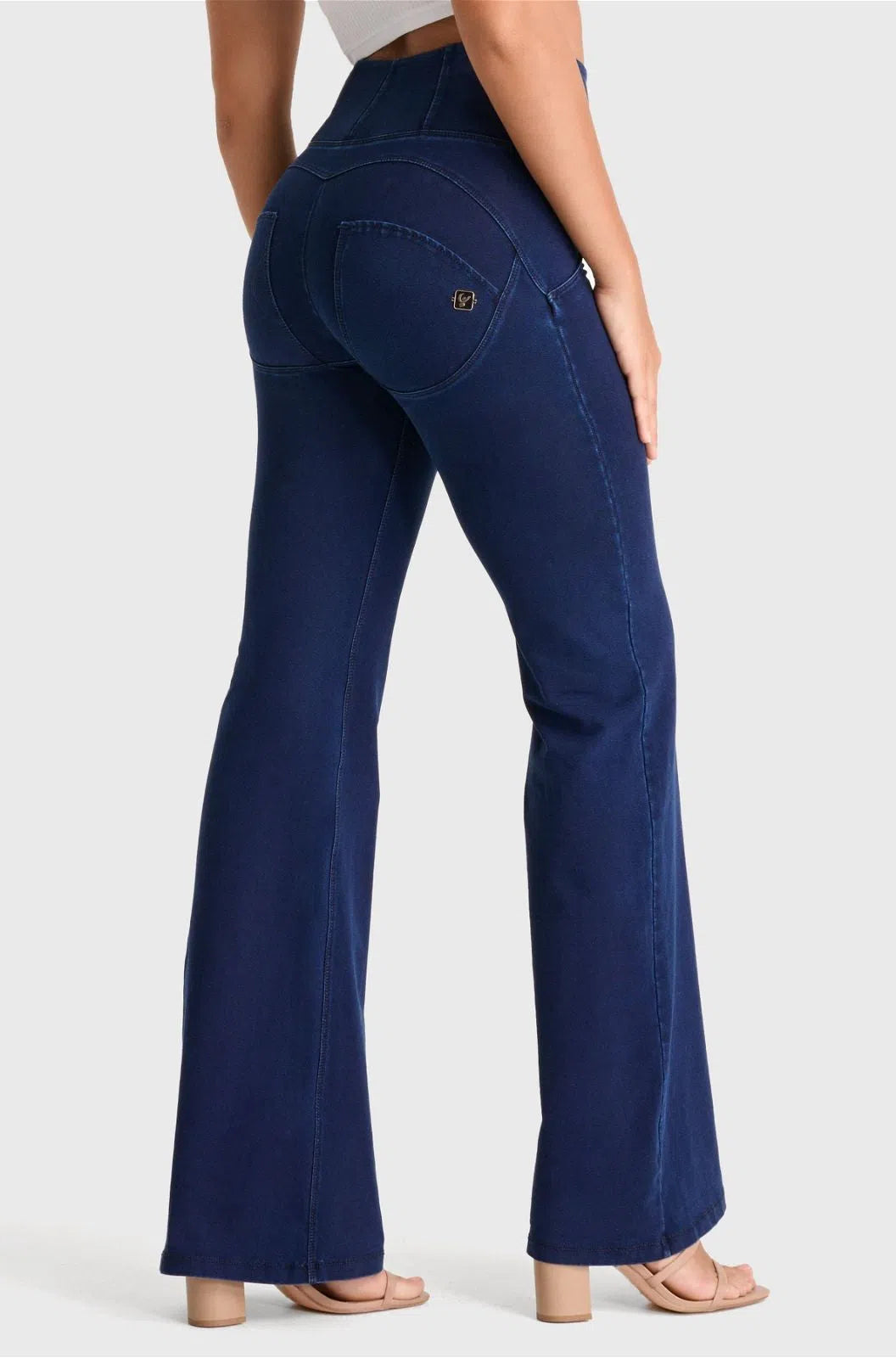 WR.UP® Denim - High Waisted - Super Flare - Dark Blue + Blue Stitching