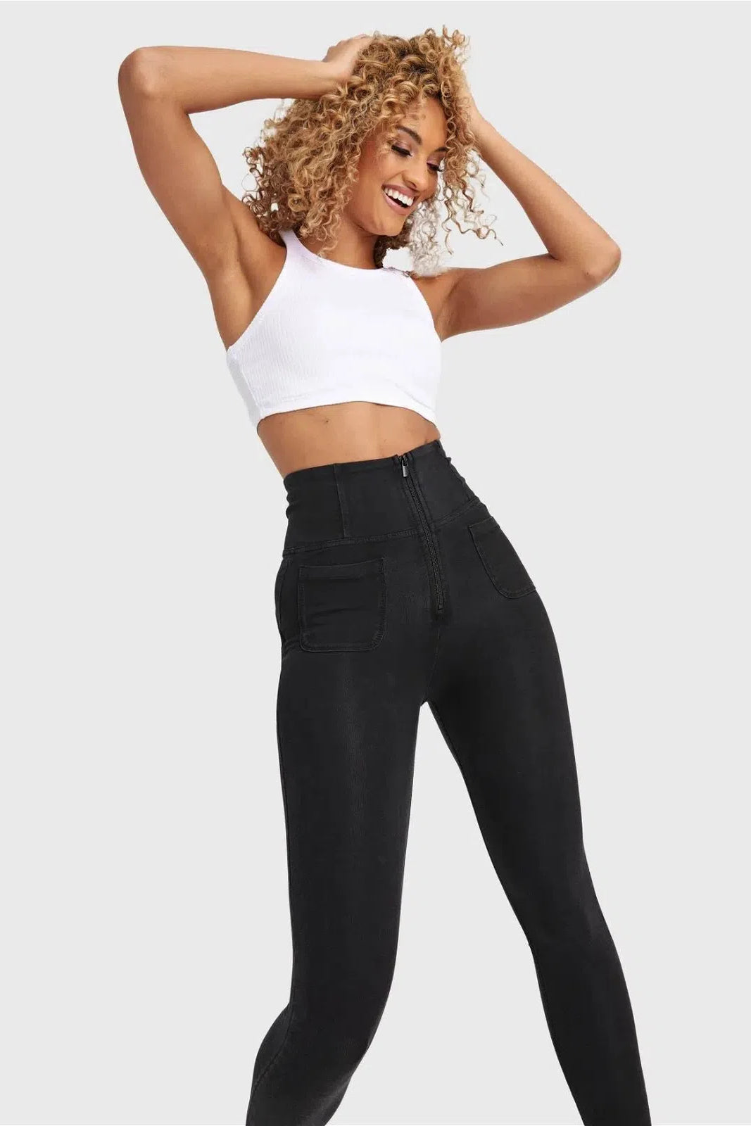 WR.UP® Denim With Front Pockets - Super High Waisted - 7/8 Length - Black + Black Stitching 2