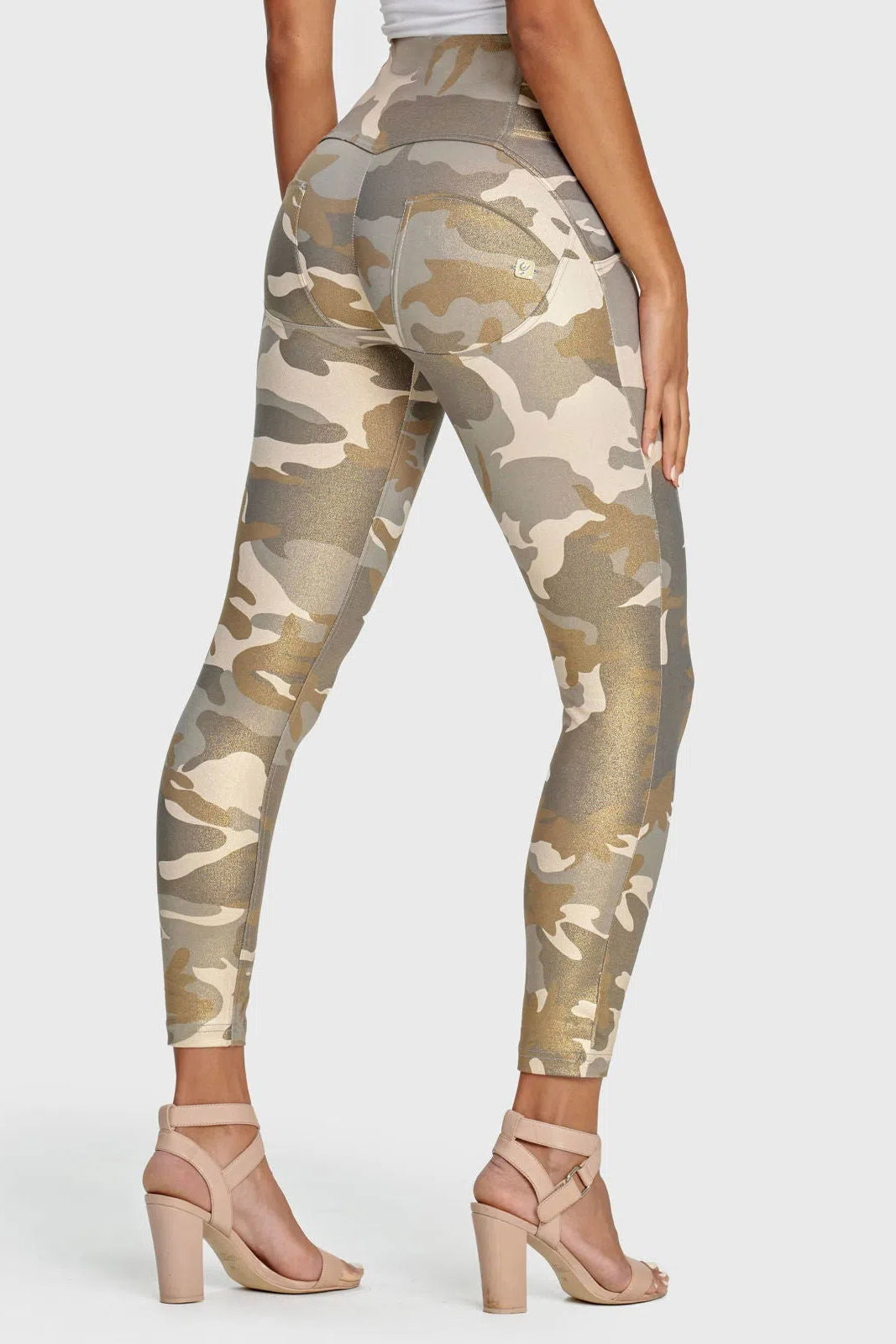 WR.UP® Fashion 3 Button - High Waisted - 7/8 Length - Glitter Gold Camo 2