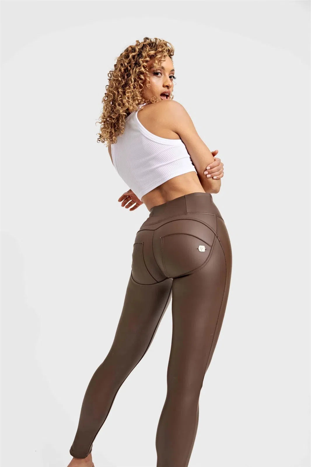 WR.UP® Faux Leather - High Waisted - Full Length - Chocolate 2