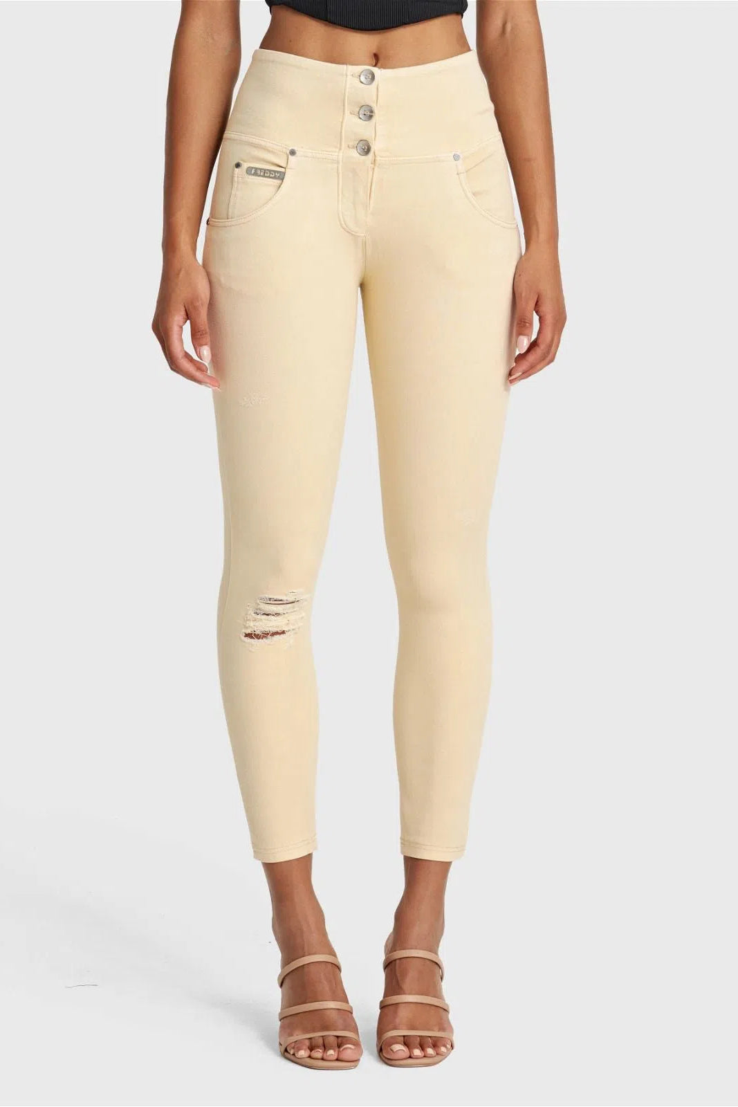 WR.UP® SNUG Distressed Jeans - High Waisted - 7/8 Length - Beige 2