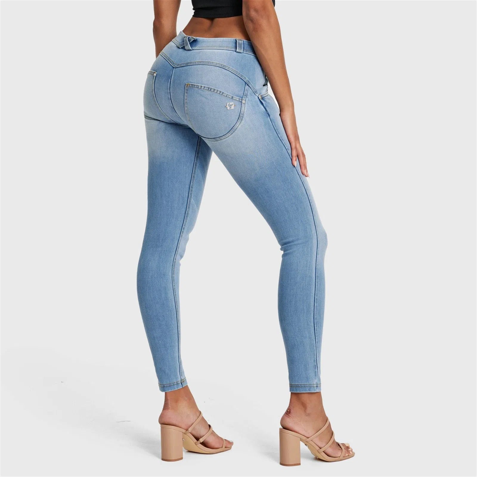 WR.UP® SNUG Jeans - Mid Rise - Full Length - Light Blue + Yellow Stitching 2